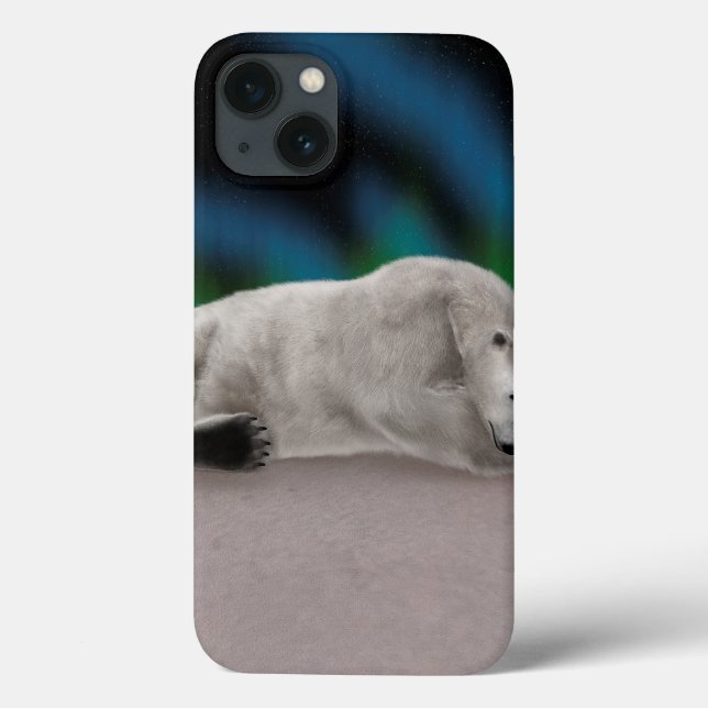 Ilustração Pacífica de Urso Polar na Natureza Árti (Verso)