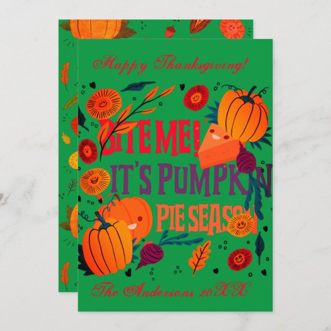 Ilustração Rústica da Estação Pumpkin Pie (Frente/Verso)