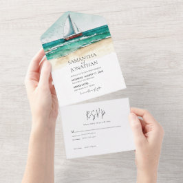 Ilustração simples de casamento com aquarela náuti
