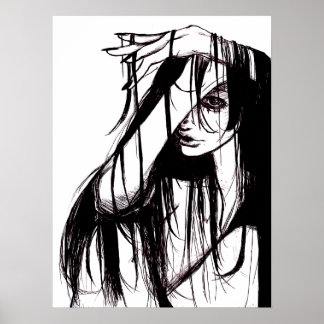 Ilustração Sombria de Poster de Tinta Gótica Arte 