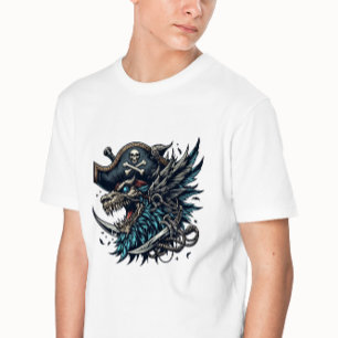 Ilustração T-Shirt Pirata de Dragão Azul