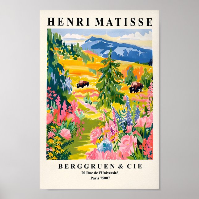 Ilustração Yellowstone, Poster do Parque Nacional, (Frente)