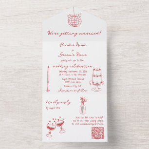 Ilustrações Desenhadas Mão Casamento Doodles Maroo