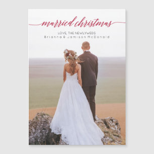 Ímã casado da foto do Newlywed do Natal