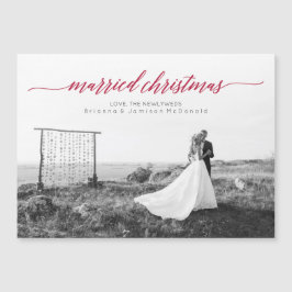 Ímã casado da foto do Newlywed do Natal