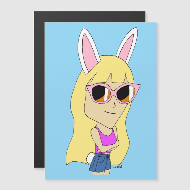 ímã chibi bunnygirl (Frente/Verso)