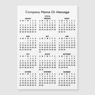Ímã com Nome da Empresa do Calendário Moderno 2026