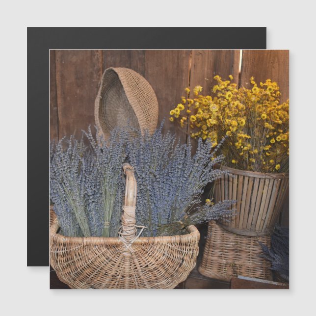 Ímã da Colheita de Lavanda Rústica (Frente/Verso)