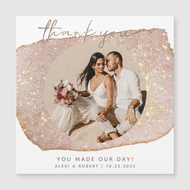 Ímã de Agradecimento de Casamento com Brilho Doura (Frente)