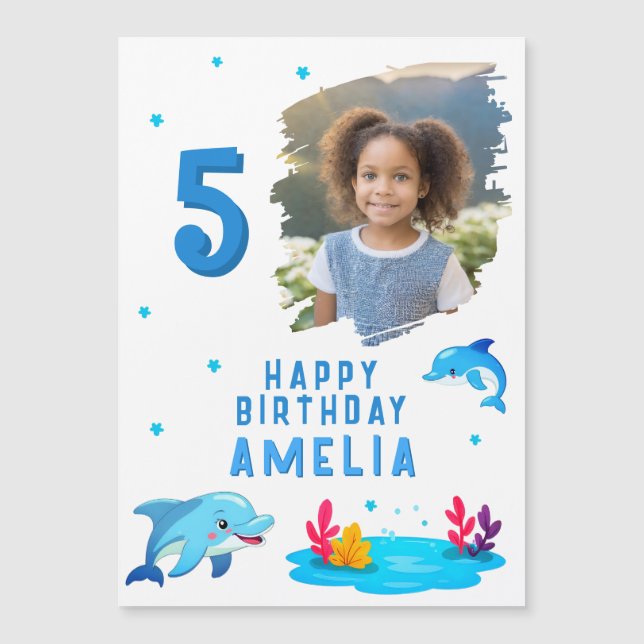 Ímã de Aniversário com Foto de Animais Marinhos Go (Frente)