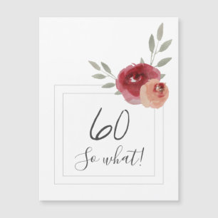 Ímã de Aniversário de 60 anos com Aquarela Floral 