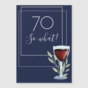 Ímã de Aniversário de 70 anos com Vinho em Aquarel