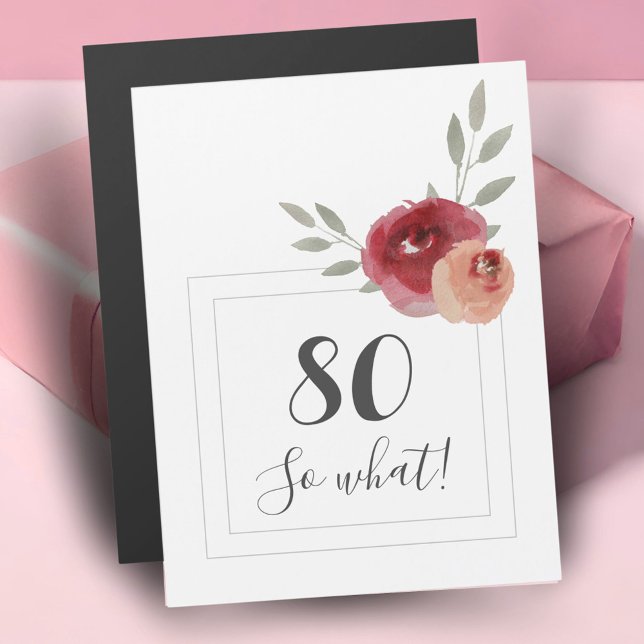 Ímã de Aniversário de 80 Anos com Aquarela Floral  (Criador carregado)
