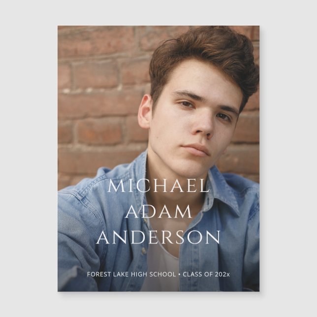 Ímã de Anúncio de Foto de Formatura Sofisticado (Frente)