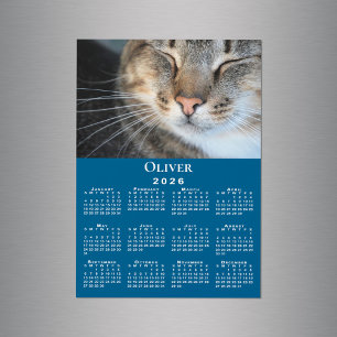 Ímã de Calendário 2026 com Nome de Foto de Pet Per