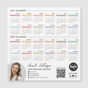 Ímã de Calendário 2027 - 2028 com Código QR e Logo