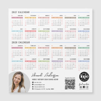 Ímã de Calendário 2027 - 2028 com Código QR e Logo