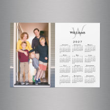 Ímã de Calendário 2027 com Foto Personalizada, Mon