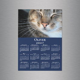 Ímã de Calendário 2027 com Nome de Foto de Animal 