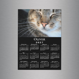 Ímã de Calendário 2027 com Nome de Foto de Animal 