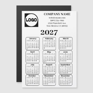 Ímã de Calendário 2027 Nome e Logotipo Personaliza