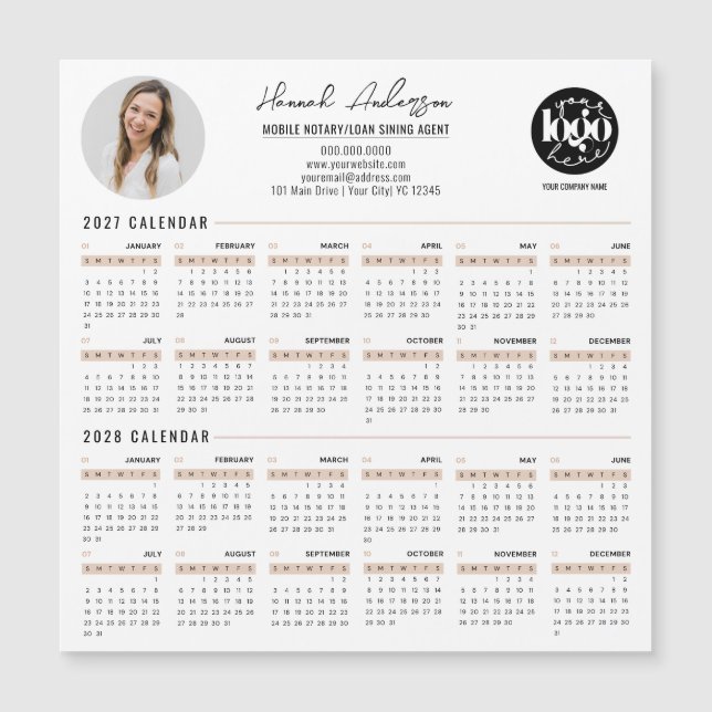 Ímã de Calendário 27 & 28 Personalizado para Negóc (Frente)