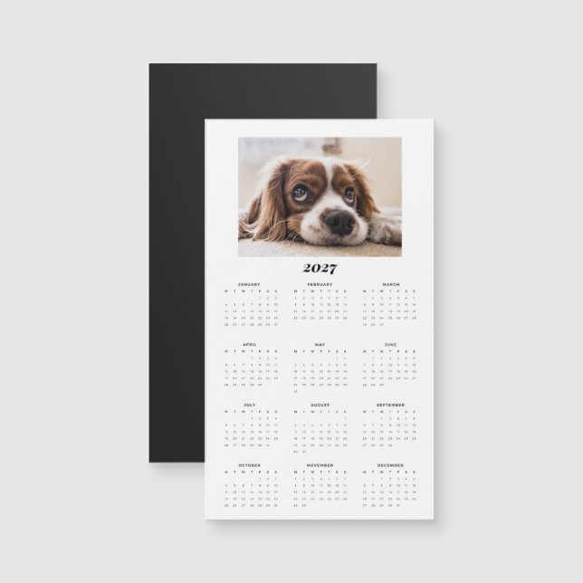 Ímã de Calendário de Fotos Personalizado 2027 (Frente/Verso)