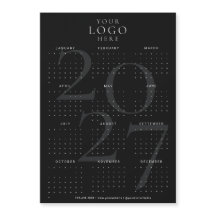 Ímã de Calendário de Negócios Minimal Preto 2027