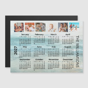 Ímã de calendário de praia com 6 fotos de 2027