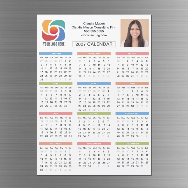 Ímã de Calendário Personalizado 2027 Logotipo Empr (Criador carregado)