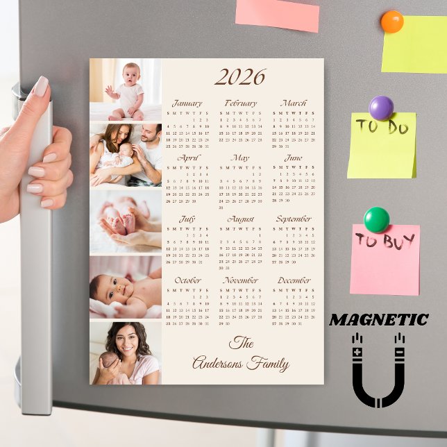 Ímã de Calendário Personalizado com Colagem de Fot (Criador carregado)