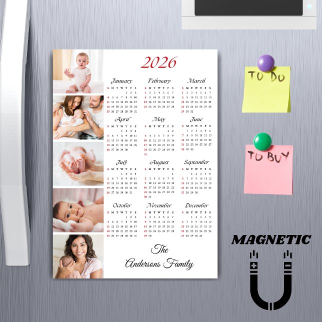 Ímã de Calendário Personalizado com Colagem de Fot (Criador carregado)