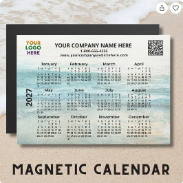 Ímã de Calendário QR Logo do Nome da Empresa Ocean
