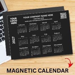 Ímã de Calendário QR Preto 2027 Empresarial Seu Lo