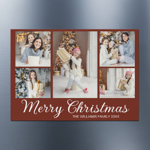 Ímã de cartão de colagem de fotos de Natal Chic Bu