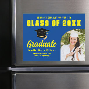 Ímã de Cartão de Formatura Personalizado Blue Yell