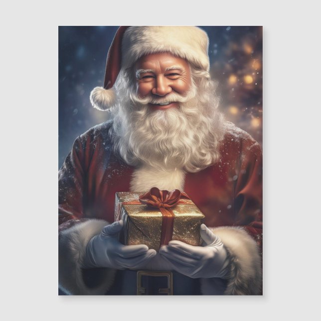 Ímã de cartão de Natal do Papai Noel (Frente)