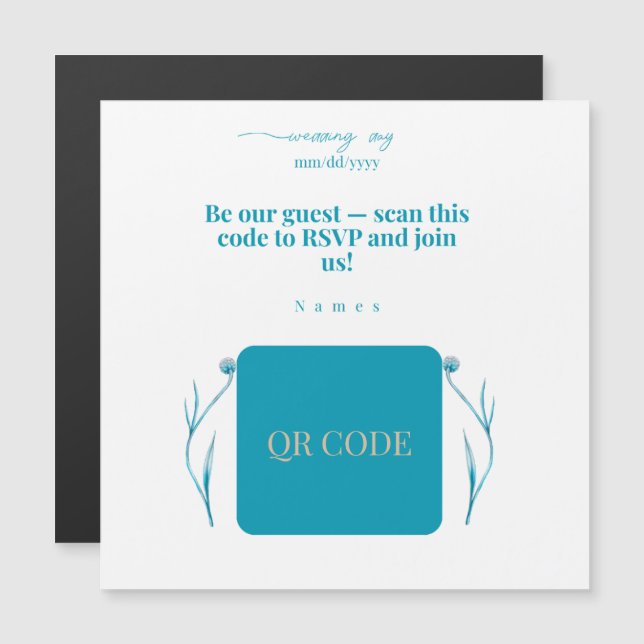 Ímã de Casamento com Código QR | Convite (Frente/Verso)