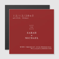 Ímã de Casamento Simples Vermelho Rubi Salve a Dat