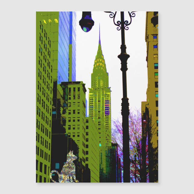 Ímã de Cidade Gato NYC Espelhante Artístico Divert (Frente)
