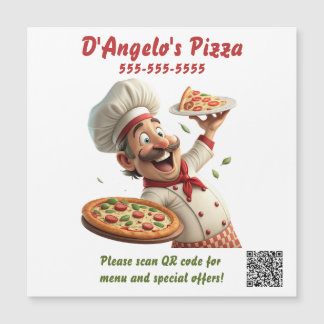 Ímã de Código QR de Restaurante de Pizza Editável