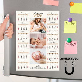 Ímã de Colagem de Fotos de Calendário 2026 Bege Pr
