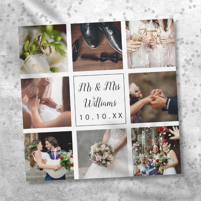 Ímã de Colagem de Fotos de Casamento com Roteiro P (Personalized Script Wedding Photo Collage)