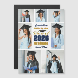Ímã de Colagem de Fotos de Graduado Azul Marinho D
