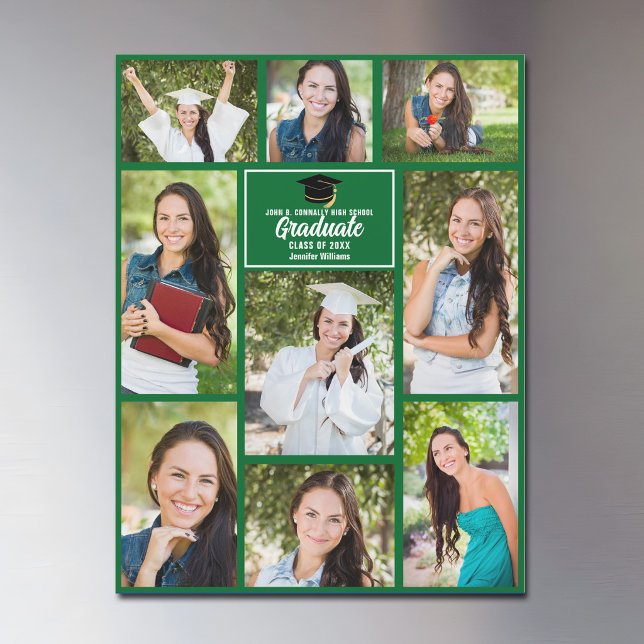 Ímã de Colagem de Fotos de Graduado Verde (Criador carregado)
