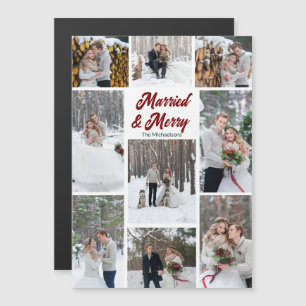 Ímã de Colagem de Fotos de Natal Casados e Alegres