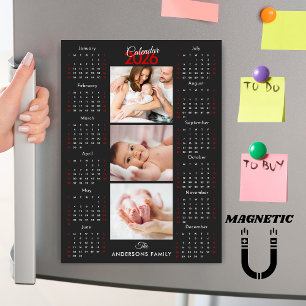 Ímã de Colagem de Fotos do Calendário 2026 Preto B