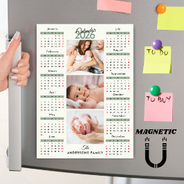 Ímã de Colagem de Fotos do Calendário 2026 Verde P