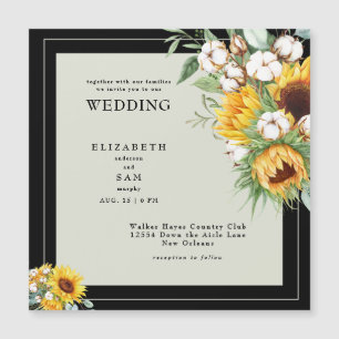 Ímã de Convite de Casamento de Girassol Quadrado P