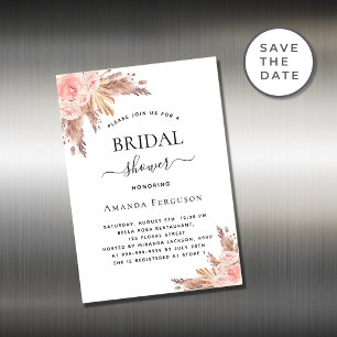 imã de convite de rosa boho chá de panela pampas